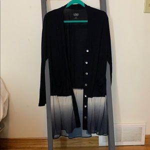 Logo cardi with ombré chiffon trim